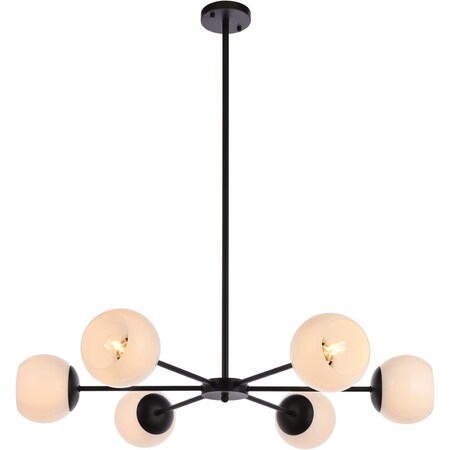 Living District Briggs 36 Inch Pendant In Black With White Shade LD643D36BK